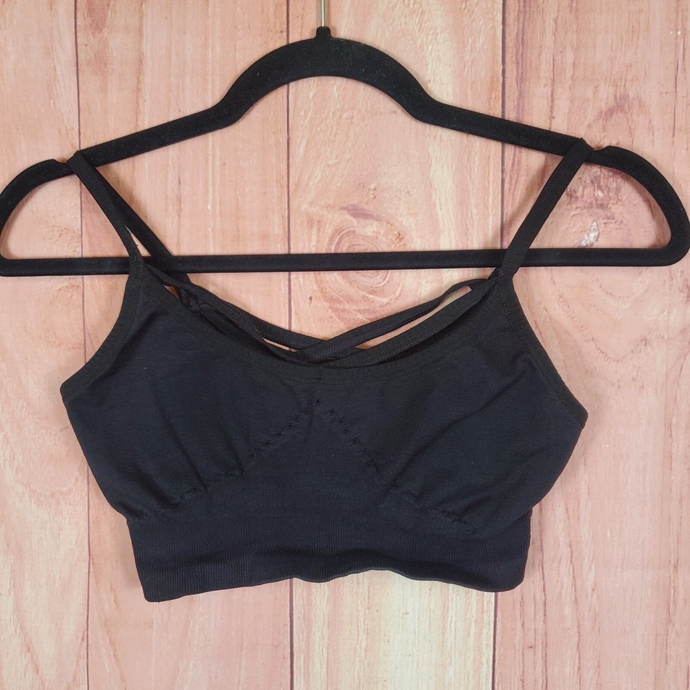 Free‎ People Intimately Black Sports Bra Sz M / L Active Yoga Fitness
